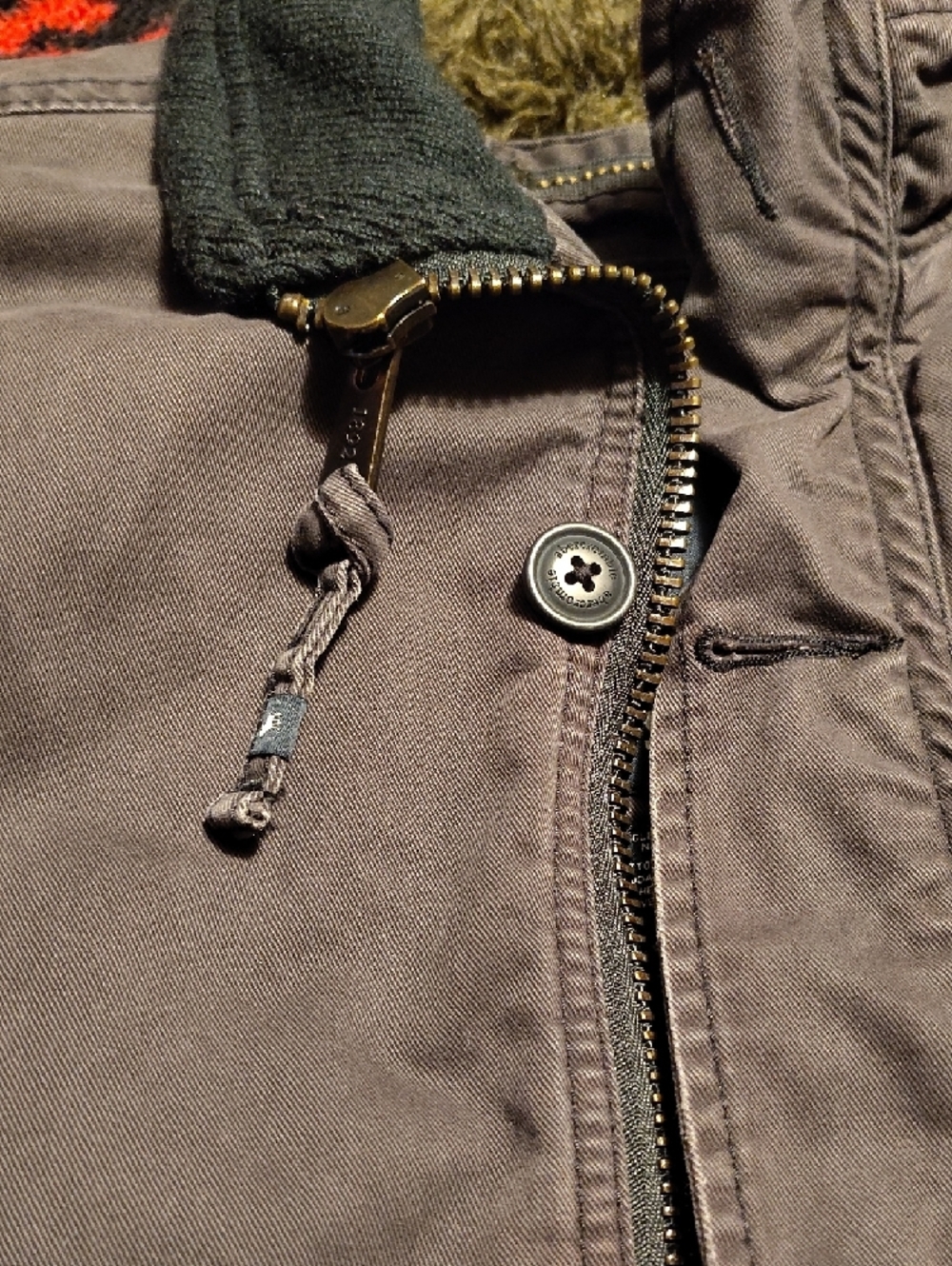 Abercrombie & Fitch Charcoal Gray Bomber Jacket with Shearling Trim - Picture 6 of 8